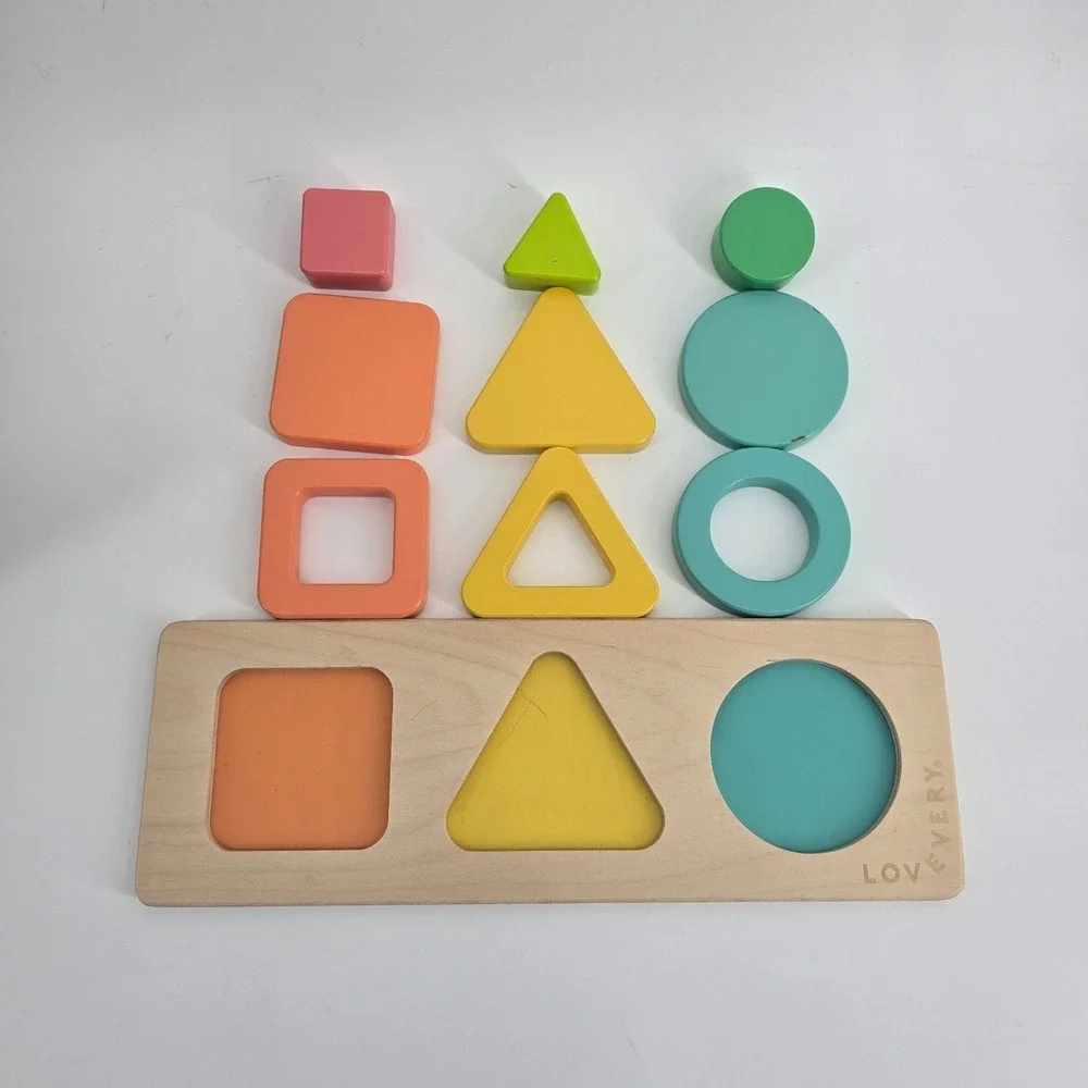 Lovevery Geo Shapes Puzzle Kids Unisex Multicolor Wooden Montessori